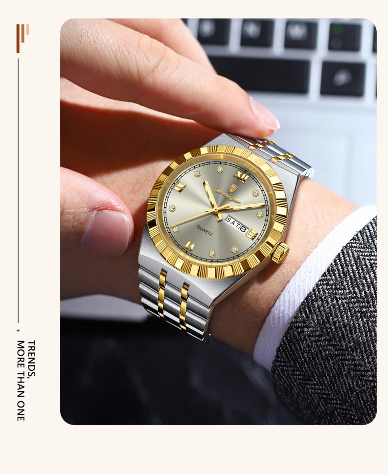 Чоловічий годинник Poedagar gold + grey