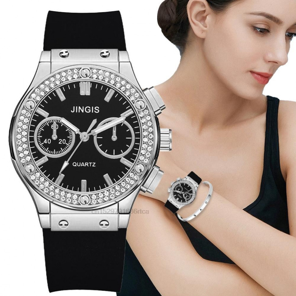 Жіночий годинник JINGIS black