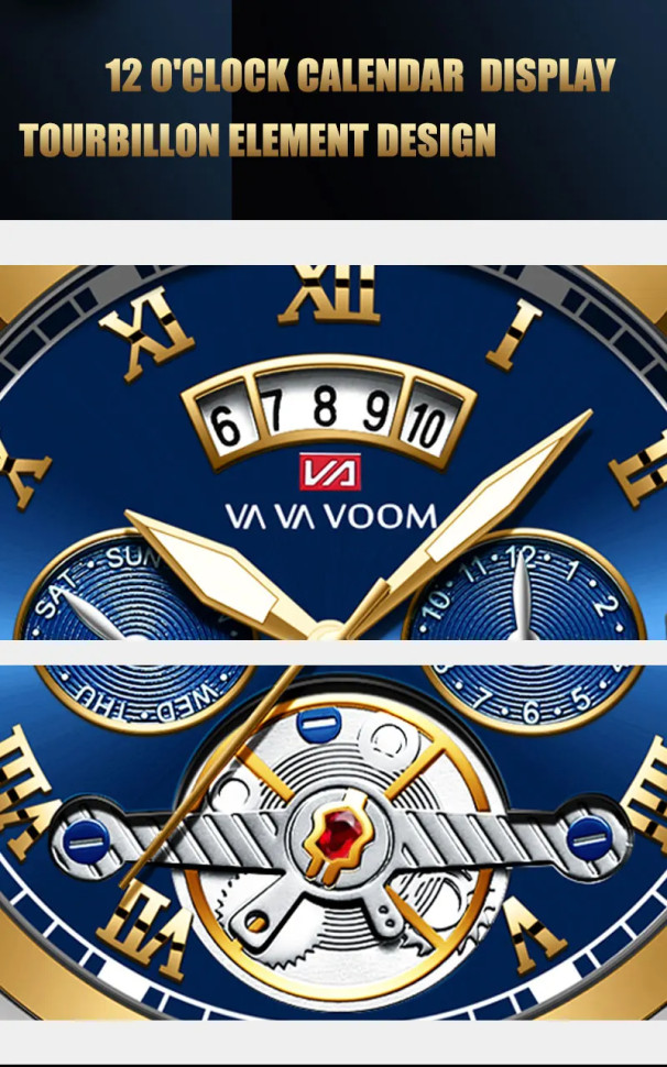 Чоловічий годинник VA VA VOOM gold + silver
