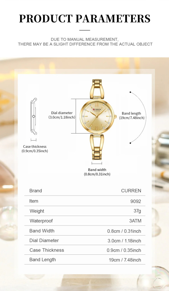 Жіночий годинник CURREN gold