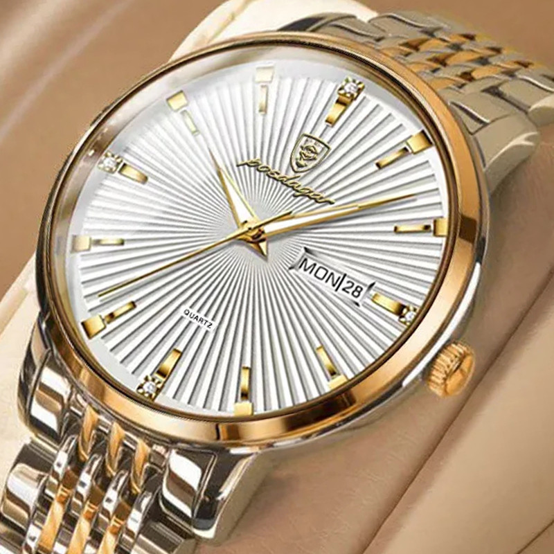 Чоловічий годинник Poedagar gold + silver