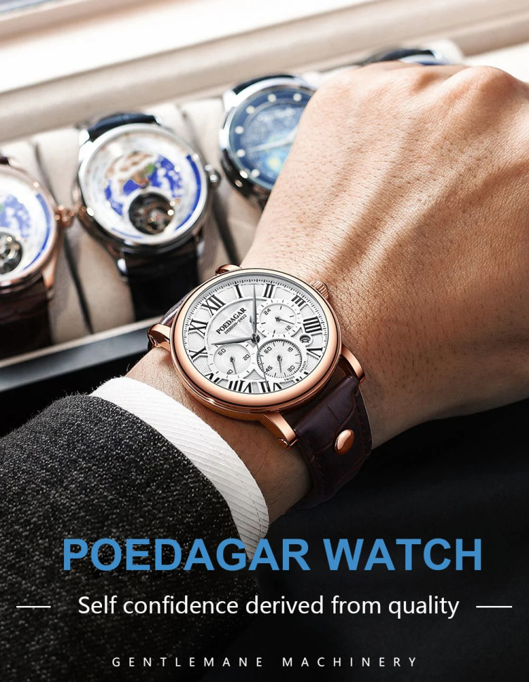 Чоловічий годинник Poedagar gold+brown