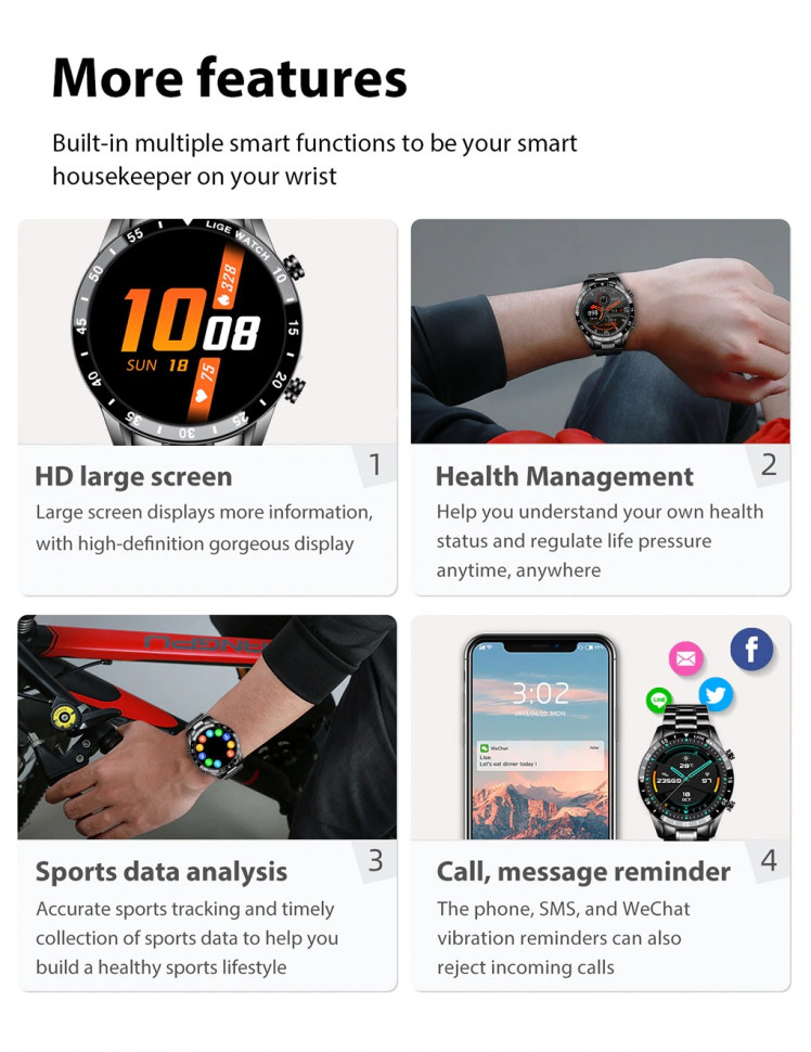 Смарт-годинник Smart Device 76 black steel