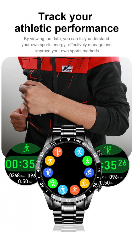 Смарт-годинник Smart Device 76 black steel