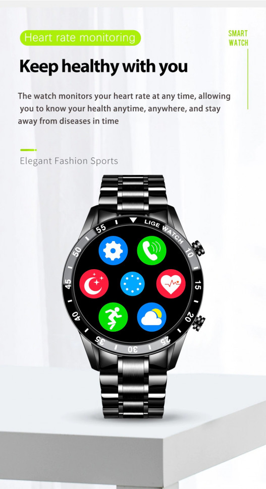 Смарт-годинник Smart Device 76 black steel