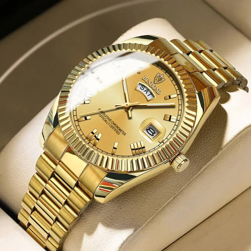 Чоловічий годинник BINBOND gold + gold
