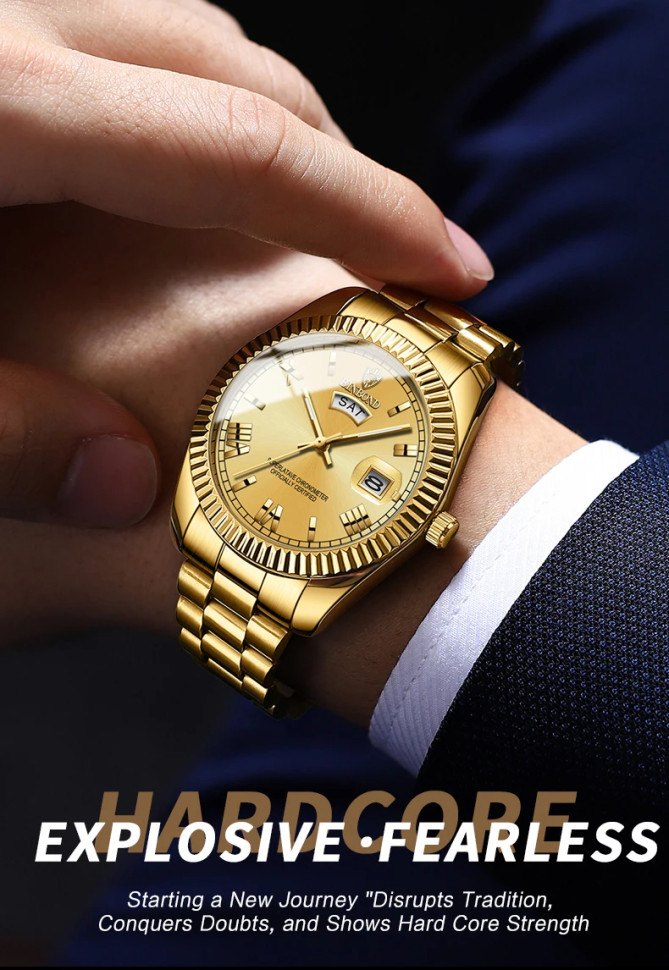 Чоловічий годинник BINBOND gold + gold