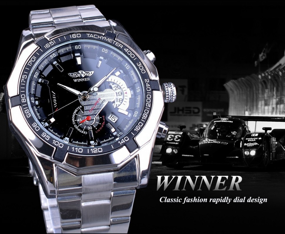Чоловічий годинник механічний WINNER silver