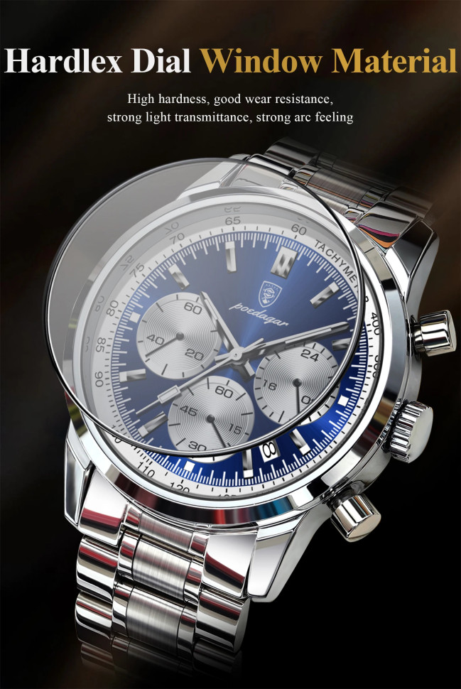 Чоловічий годинник Poedagar silver + blue