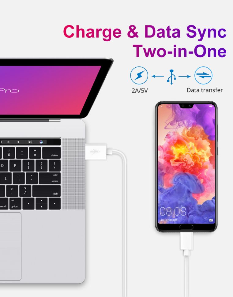 Кабель microUSB Quick Charge White 150 см 