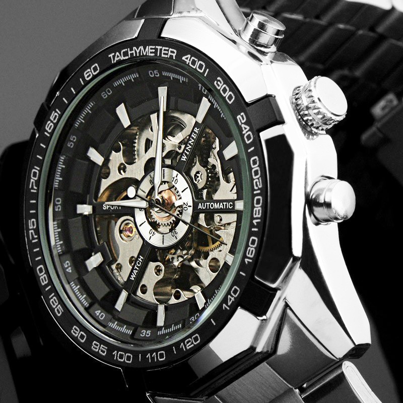 Чоловічий годинник механічний Forsining silver