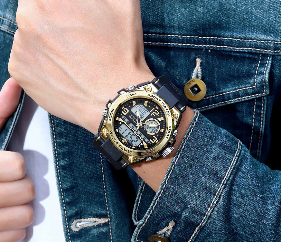 Чоловічий годинник SANDA black+gold