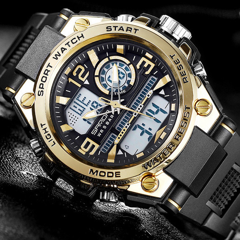 Чоловічий годинник SANDA black+gold