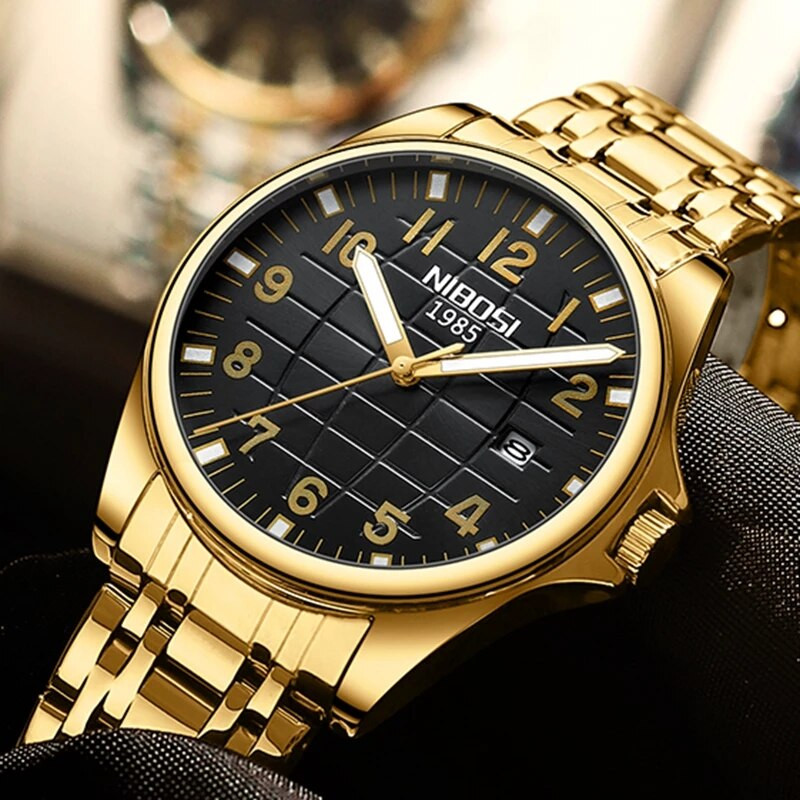 Чоловічий годинник NIBOSI gold+black