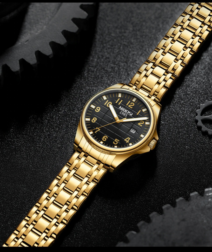 Чоловічий годинник NIBOSI gold+black