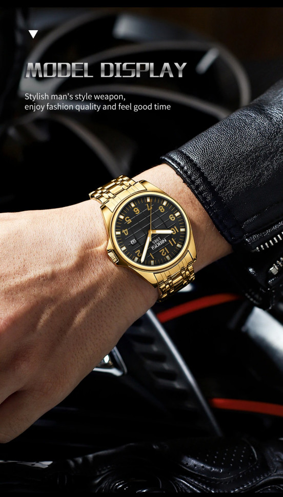 Чоловічий годинник NIBOSI gold+black