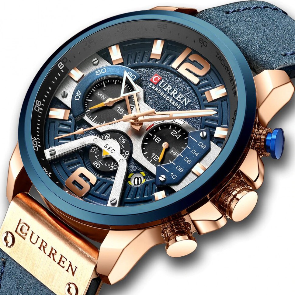 Чоловічий годинник CURREN blue+gold