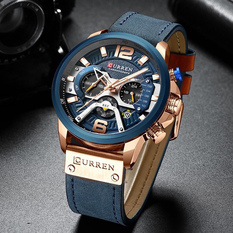 Чоловічий годинник CURREN blue+gold