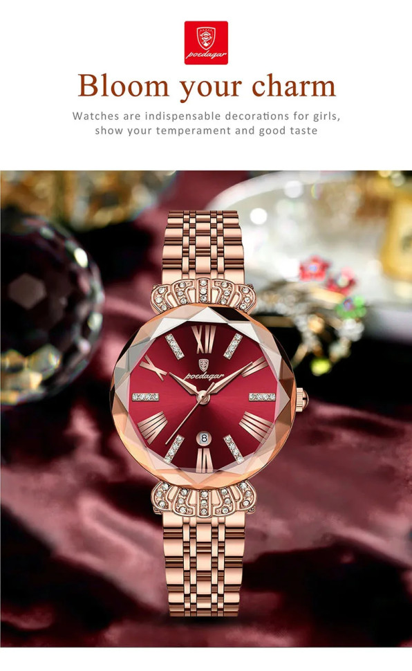 Жіночий годинник Poedagar gold+red