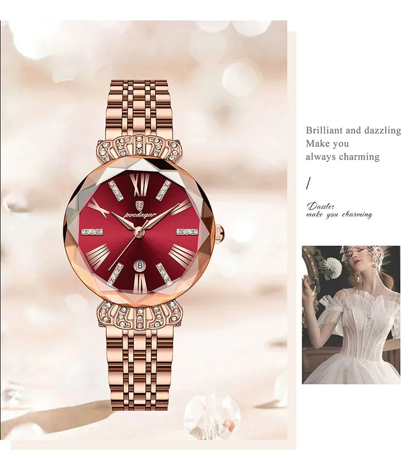 Жіночий годинник Poedagar gold+red
