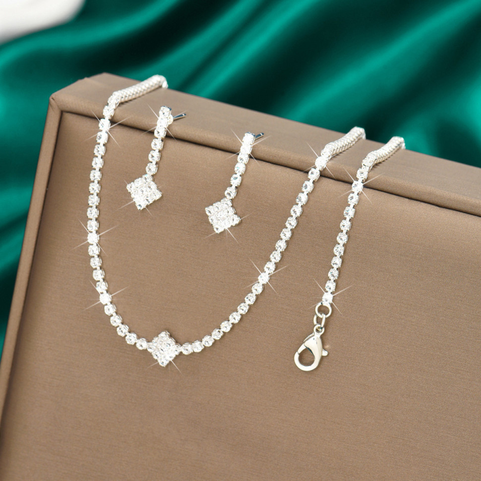 Комплект біжутерії покриття срібло з кристалами №136-16
