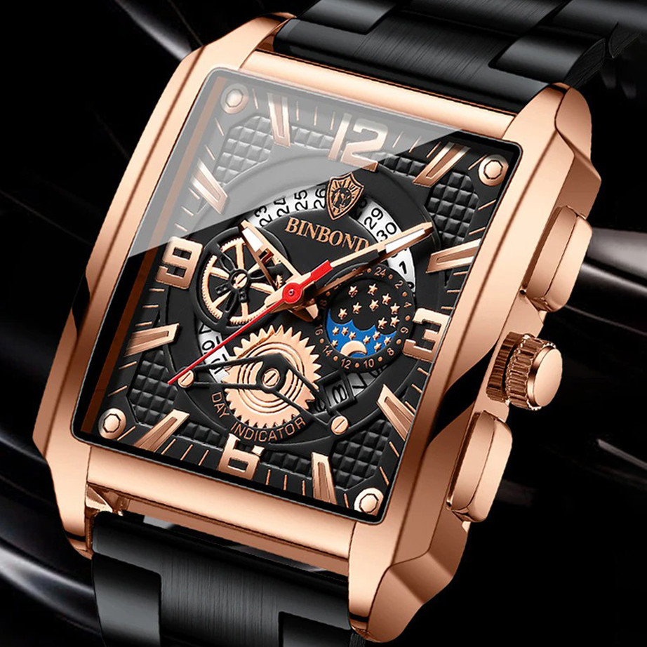 Чоловічий годинник BINBOND black+gold