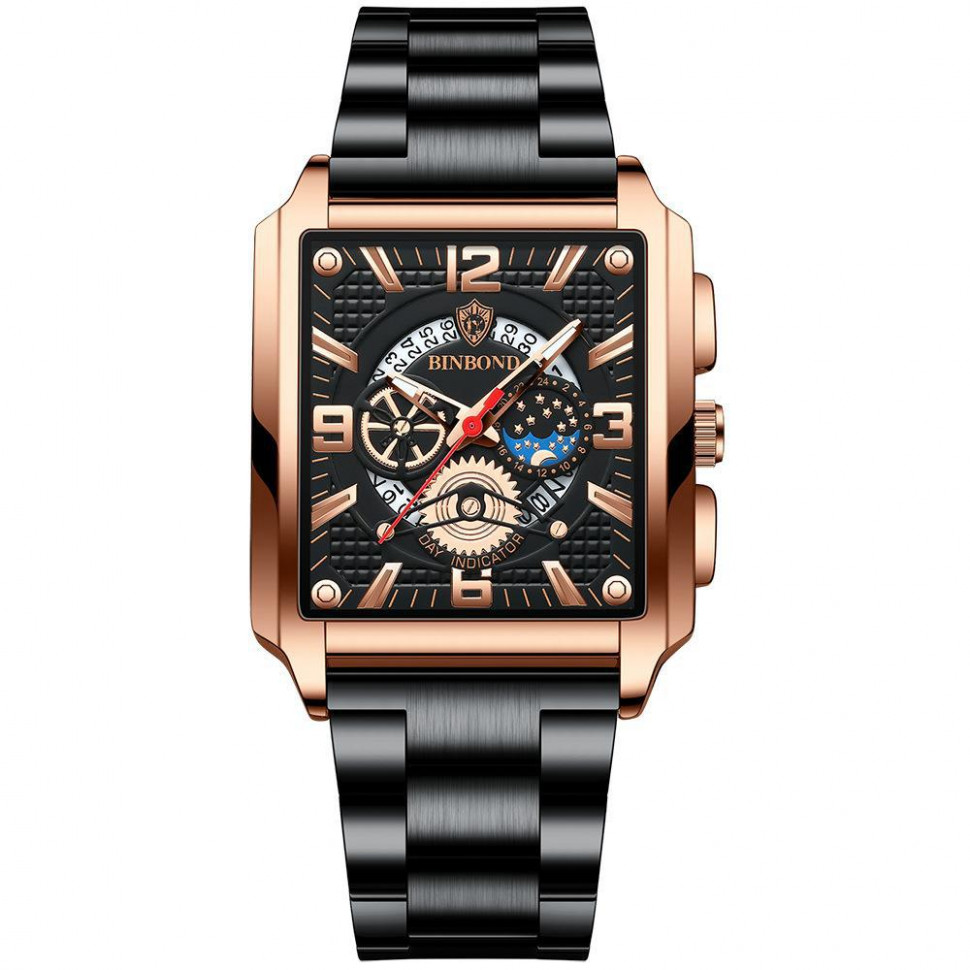 Чоловічий годинник BINBOND black+gold