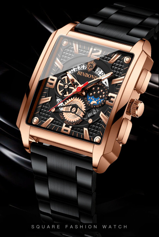 Чоловічий годинник BINBOND black+gold