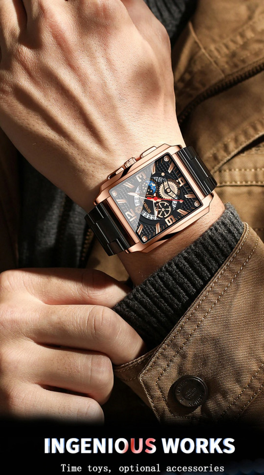 Чоловічий годинник BINBOND black+gold