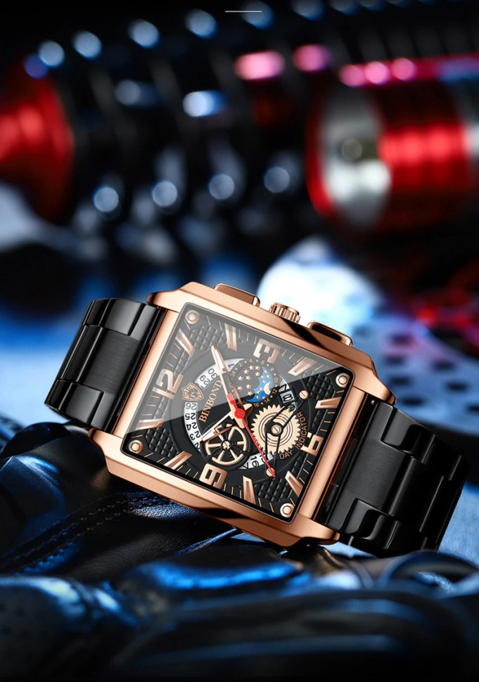 Чоловічий годинник BINBOND black+gold