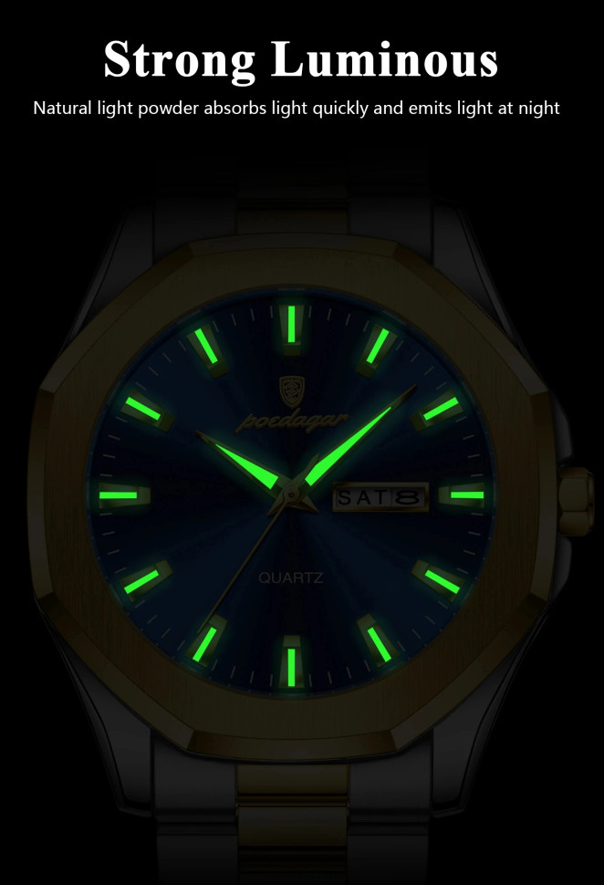 Чоловічий годинник Poedagar  gold+blue