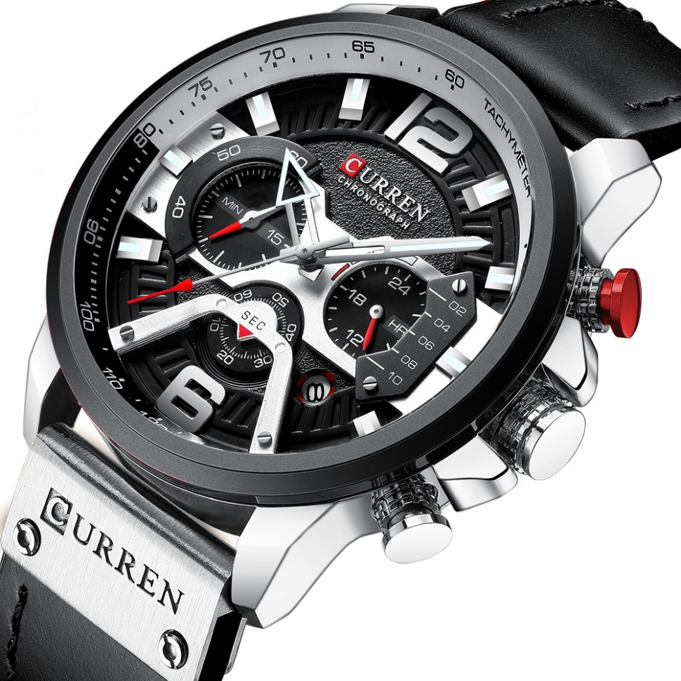 Чоловічий годинник CURREN black+silver