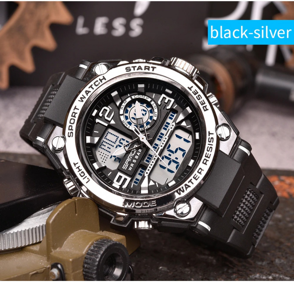 Чоловічий годинник SANDA black+silver