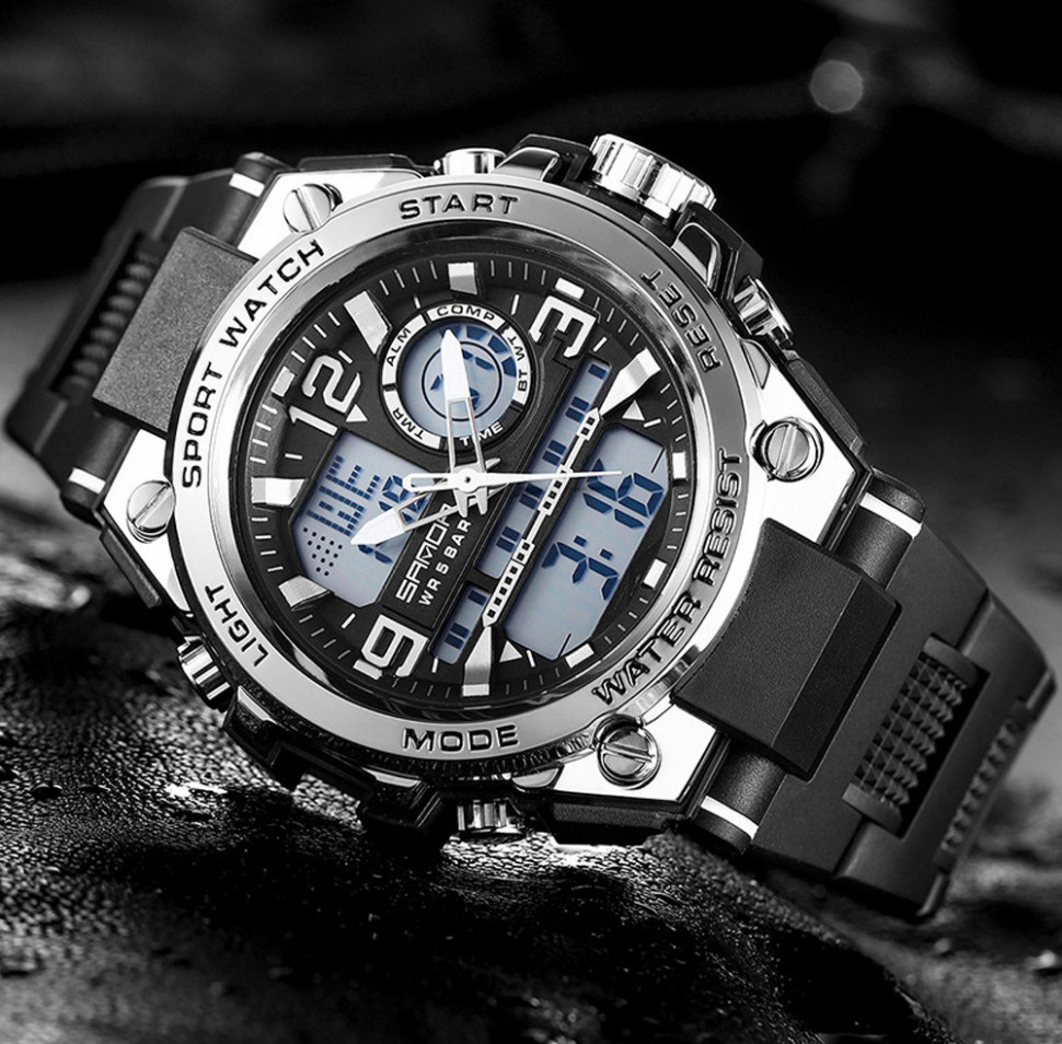 Чоловічий годинник SANDA black+silver