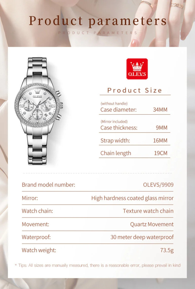 Жіночий годинник OLEVS silver 