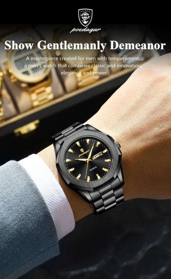 Чоловічий годинник Poedagar black