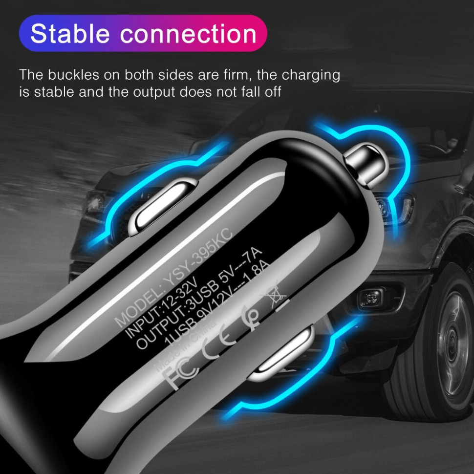 Автомобільний зарядний пристрій 3xUSB Quick Charge 3A