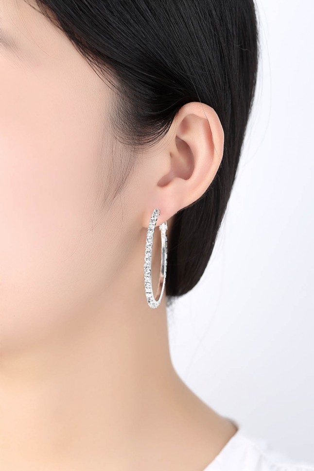 Сережки покриття срібло з кристалами №47043 