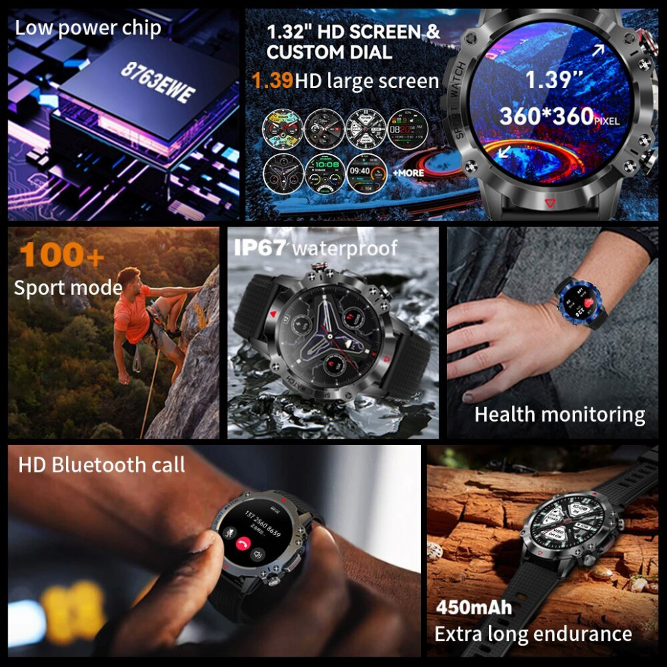Смарт-годинник протиударний Smart Device 104 black
