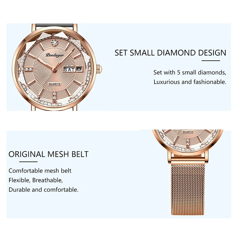 Жіночий годинник Poedagar gold milanese