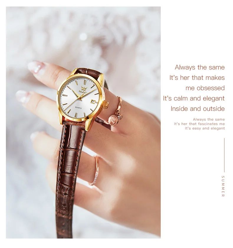 Жіночий годинник OLEVS gold + white