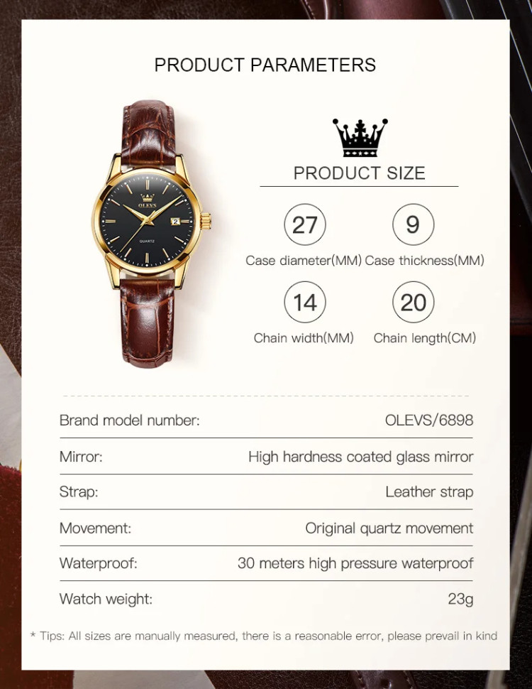 Жіночий годинник OLEVS gold + white