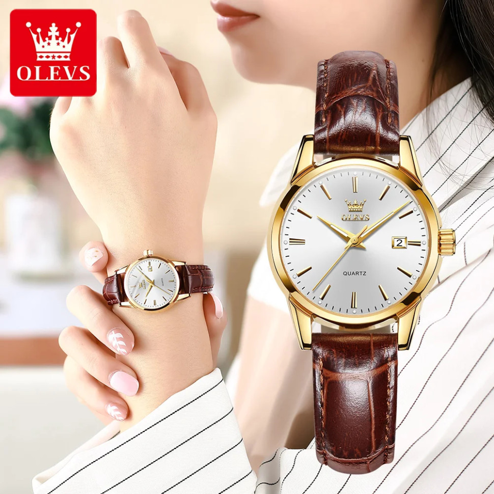 Жіночий годинник OLEVS gold + white