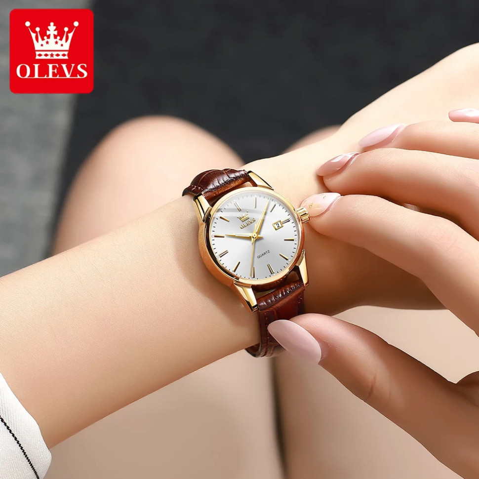 Жіночий годинник OLEVS gold + white