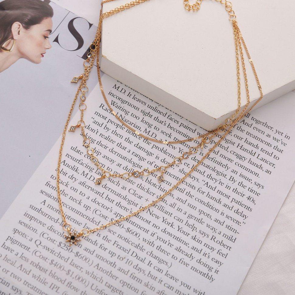 Кольє позолочене з кристалами №08321 