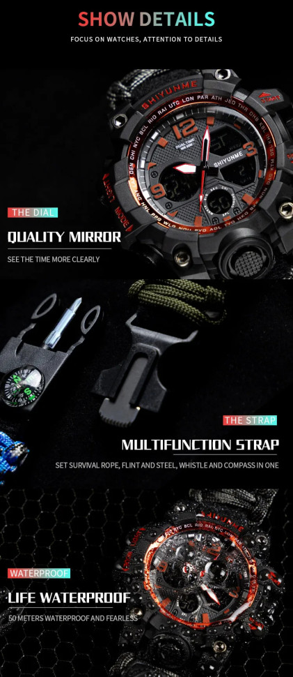 Чоловічий годинник Survival army green | 2 ремінці