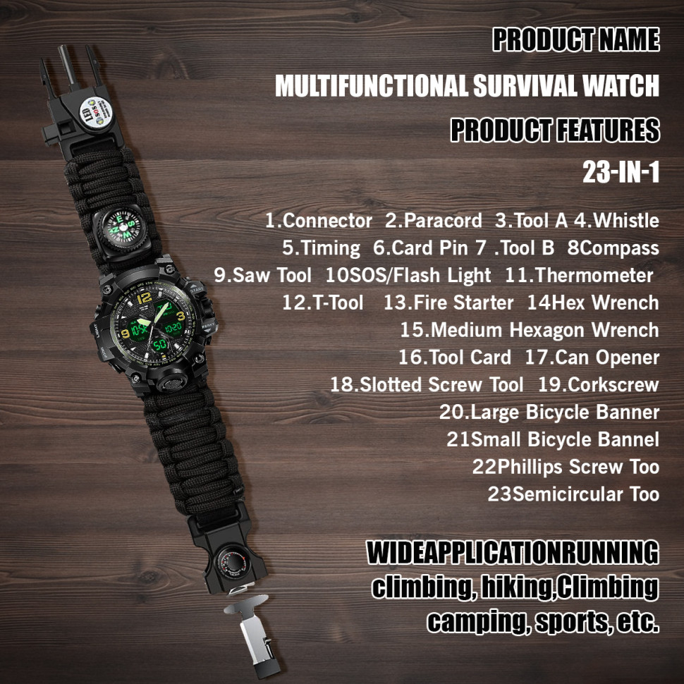 Чоловічий годинник Survival army green | 2 ремінці