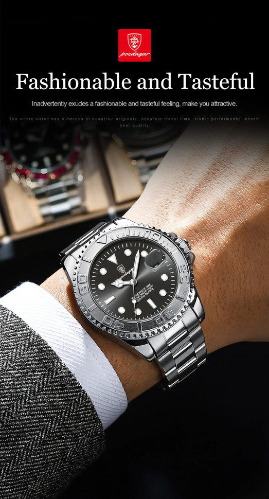 Чоловічий годинник Poedagar silver
