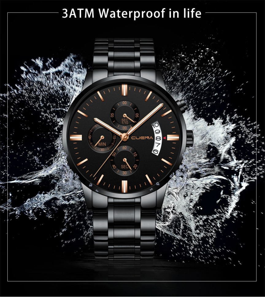 Чоловічий годинник CUENA black+gold
