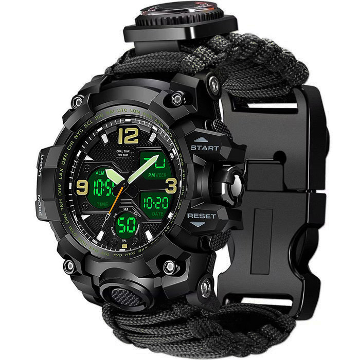 Чоловічий годинник Survival black | 2 ремінці